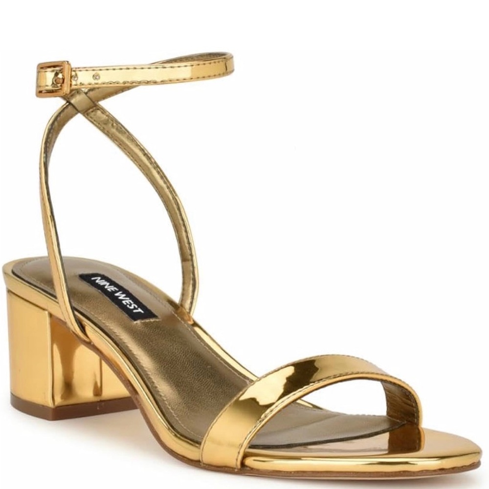 NIB Nine West Allora 3 Ankle Strap Heeled Sandal Bronze Size 7.5 - Picture 2 of 5